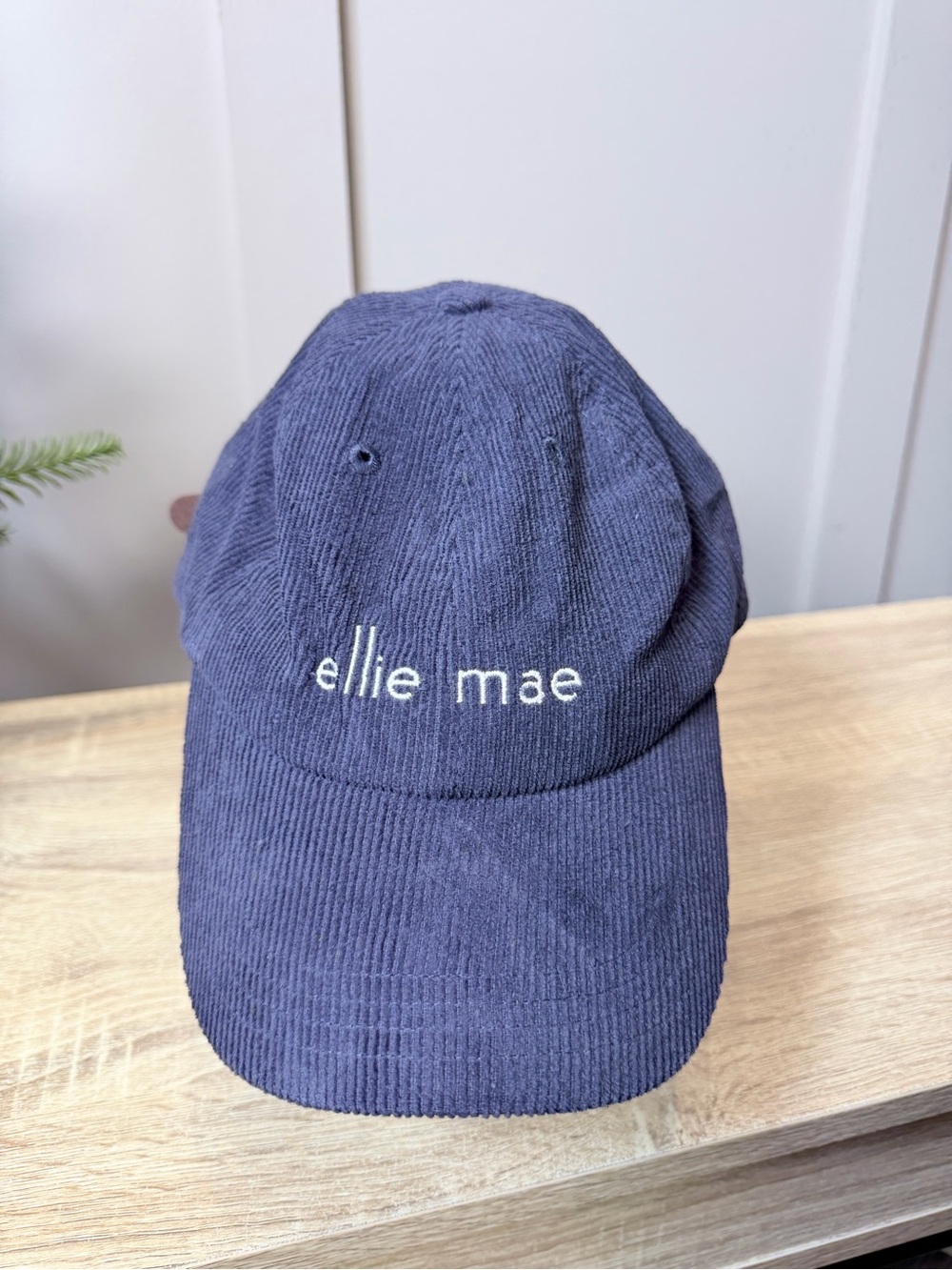 Ellie Mae Navy Corduroy Cap with White Embroidery Toronto